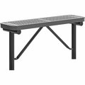 Global Industrial 4ft Outdoor Steel Flat Bench, Perforated Metal, In Ground Mount, Gray 695742IGY